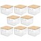 mDesign Plastic Kitchen Storage Box - Bamboo Lid, Handles